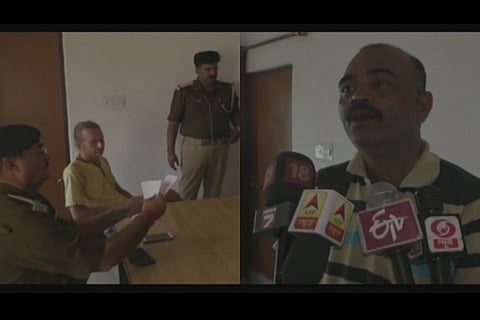 Holger Ereek (yellow shirt); Railway contractor Aman Kumar (R)