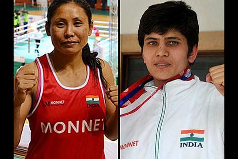 (L) Sarita Devi and (R) Sonia Lather