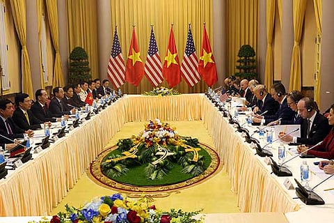 US President Trump and Vietnamese President Tran Dai Quang hold a bilateral meeting