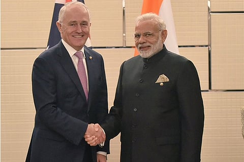 PM Narendra Modi with Australian Prime Minister Malcolm Turnbull (Image: Raveesh Kumar, Twitter)