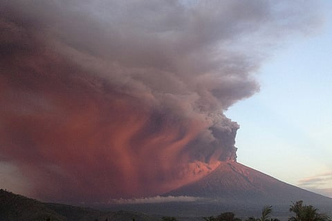 Indonesia's Mount Agung volcano erupts as seen fromKarangasem, Bali, Indonesia