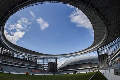 Russia builds inside-out arena for World Cup