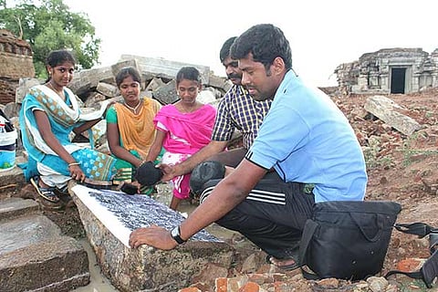 Rajaguru at work with his team of students at the site near RS Mangalam in Ramanathapuram district