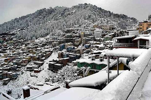 A top view of Shimla draped in snow