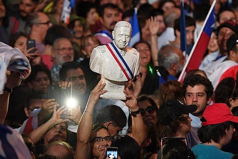 Supporters of Sebastian Pinera