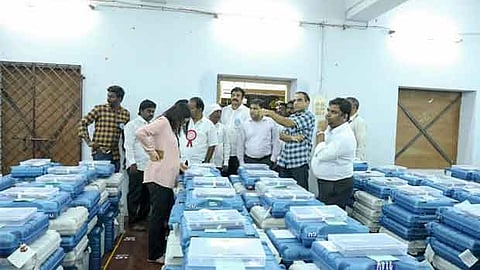 Representative image (EC officials inspect the arrangements at the counting centre in Chennai)