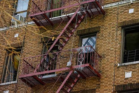 The outside of an apartment where a fire took place