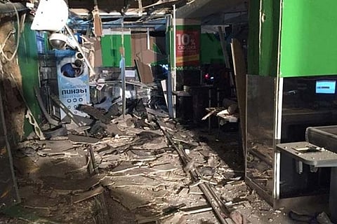 An interior view of a supermarket is seen after an explosion in St Petersburg