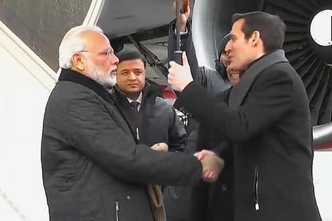 PM Narendra Modi arrives in Zurich