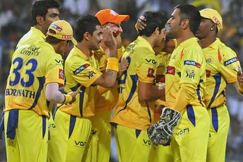 File photo of the Chennai Super Kings players during a match