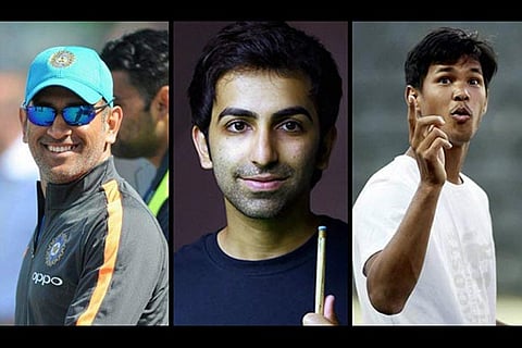 (L to R) MS Dhoni, Pankaj Advani and Somdev Devvarman