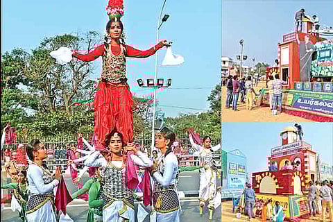 Preparation for Republic Day celebration on Friday.(Photos: Justin George | M Sai Lakshmi)