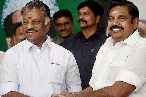Tamil Nadu Deputy CM O Panneerselvam and CM Edappadi K Palaniswamy