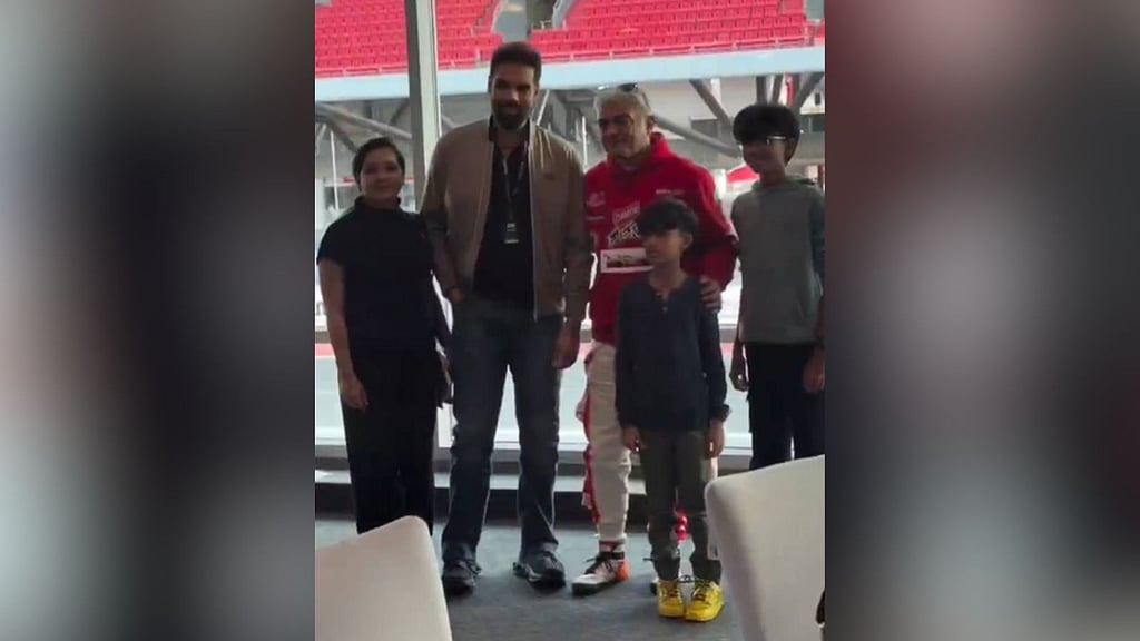 Sathyaraj's son Sibi Sathyaraj catches up with Ajith Kumar at Dubai ...