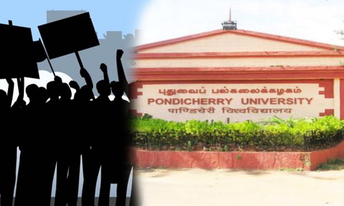 Protest against sexual harassment complaint inaction at Pondicherry ...