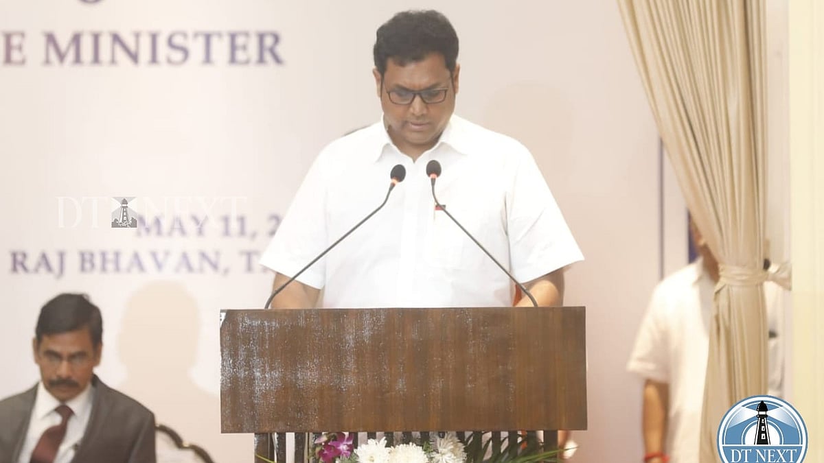 Trb Rajaa TRB Rajaa sworn-in as minister; Stalin, MLAs participate