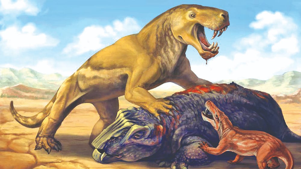 Chain of succession: A saber-toothed pre-evolution predator came up ...