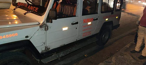 The vandalised ambulance