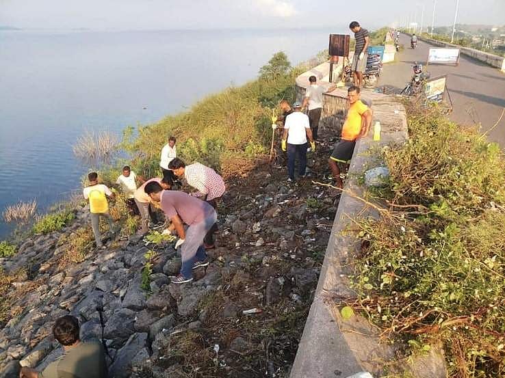 The team that is cleaning the area near Karimnagar dam every single day ...