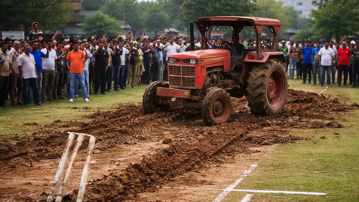 পিচের ওপর চলল ট্র্যাক্টর, আইপিএল চলাকালীন মাঝপথেই বন্ধ এই ক্রিকেট ম্যাচ! পিচের ওপর চলল ট্র্যাক্টর, আইপিএল চলাকালীন মাঝপথেই বন্ধ এই ক্রিকেট ম্যাচ!
