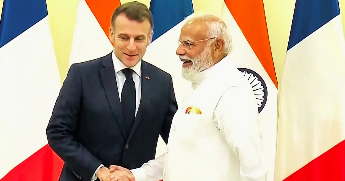 PM Modi Macron Mumbai Meeting 