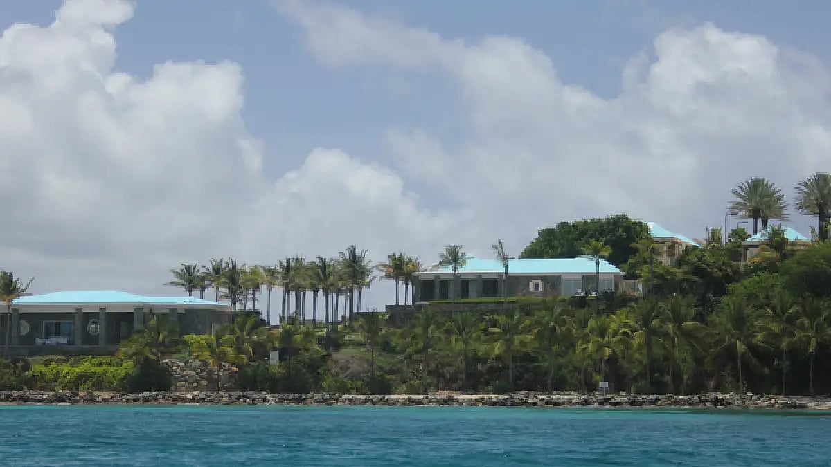 Aerial view of Little Saint James Island in the Caribbean