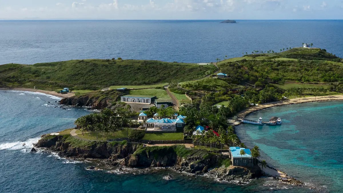 Aerial view of Little Saint James Island in the Caribbean