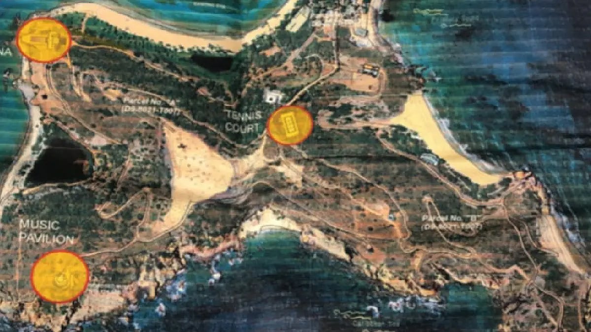 Large sundial structure built on Little Saint James Island