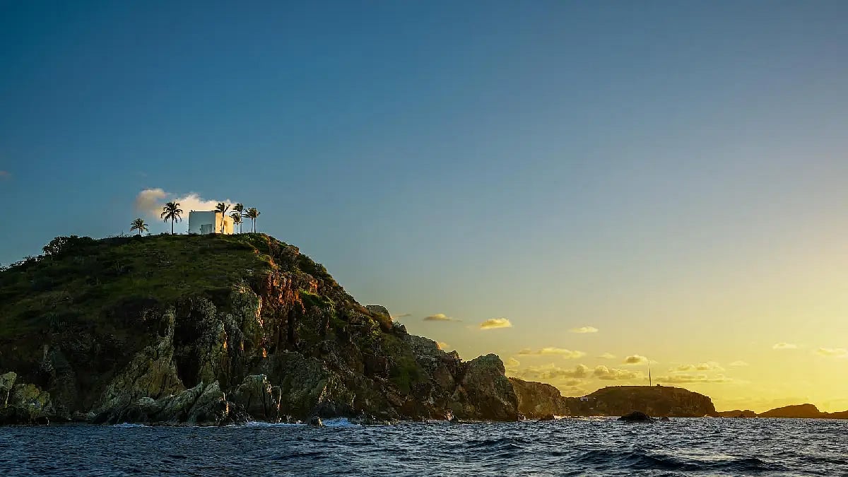 Aerial view of Little Saint James Island in the Caribbean
