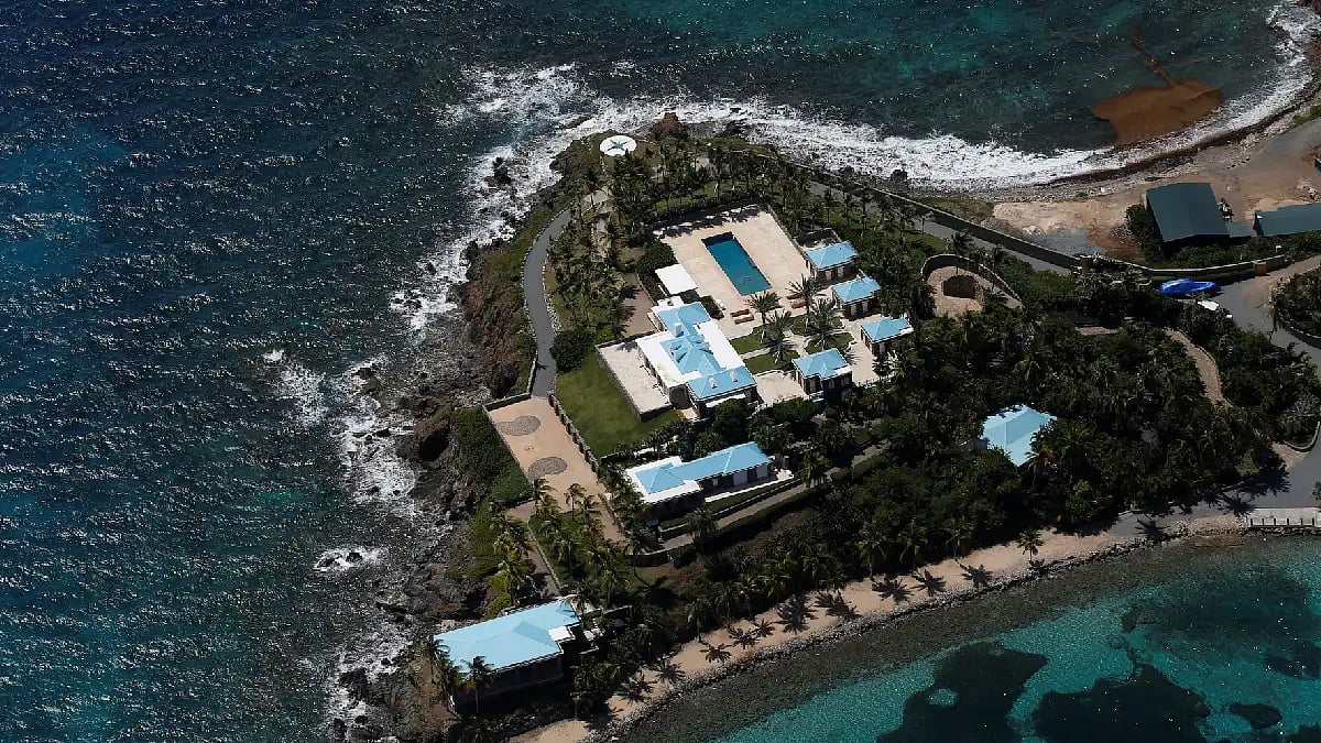 Aerial view of Little Saint James Island in the Caribbean
