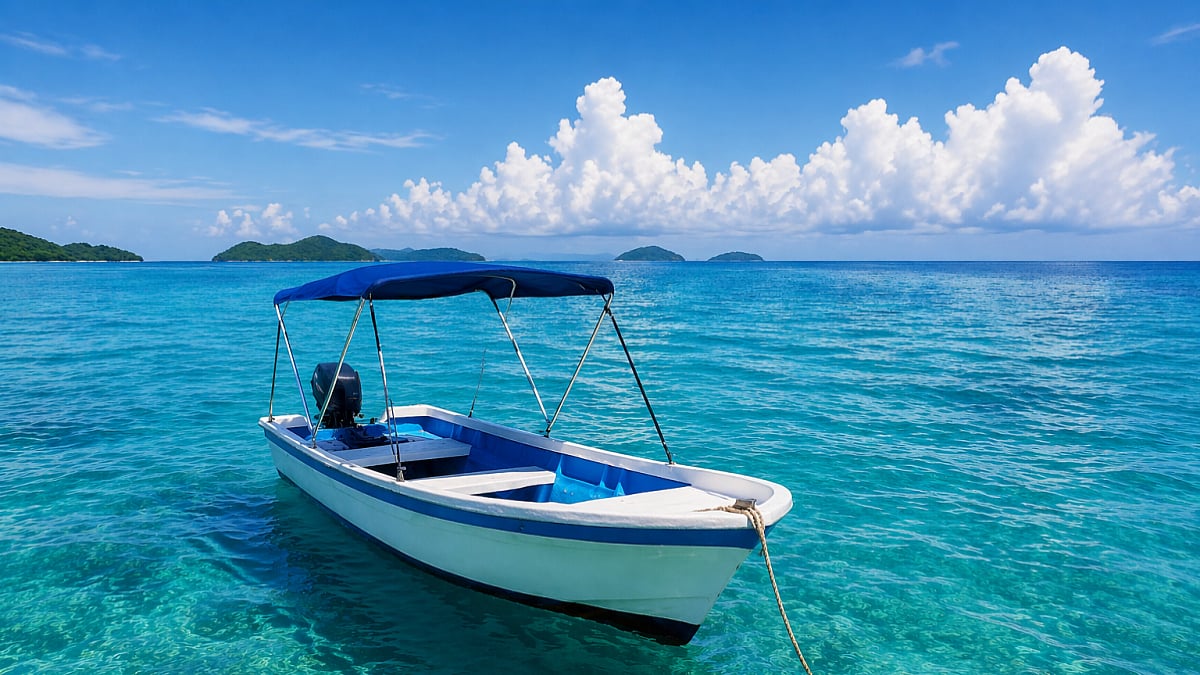 A Boat Sailing in the Sea