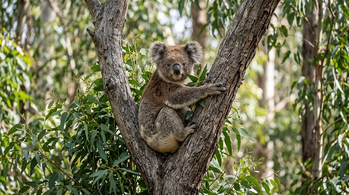 Koala living in a tree