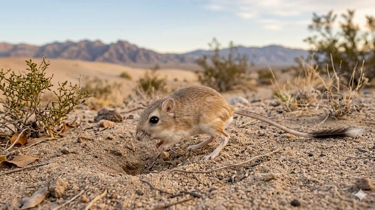 Kangaroo Rat searching food in desert