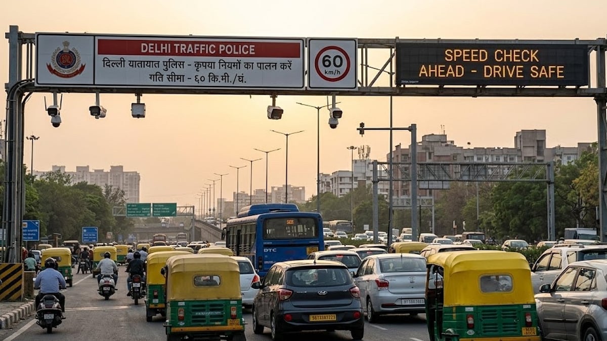 Delhi Traffic Police sign with speed limit 60 km/h