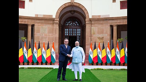 Alt="Narendra Modi and Bart De Wever"