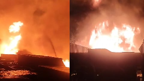 Massive Fire Godown in Turbhe, Navi Mumbai; Several Trucks Destroyed