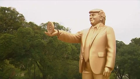 12-Foot Golden Statue of Donald Trump Installed Outside U.S. Capitol
