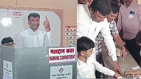 Vilas Bhumre: Incident at Pachod Polling Station in Chhatrapati Sambhajinagar; Vilas Bhumre Pressed EVM Button with Son 