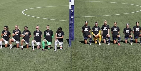 National Women's Soccer League players take a knee to protest against racial injustice