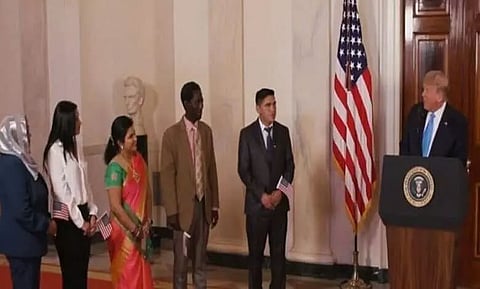 US President Donald Trump welcomes Indian as new US citizen at 'rite'