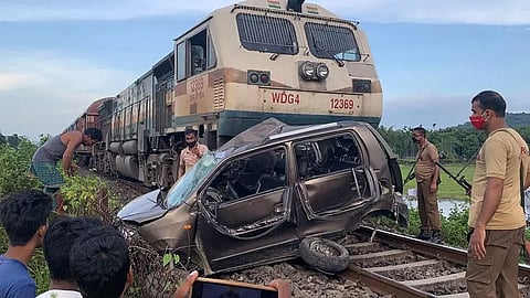 Three dead after train rams into car at Nadiapara Village under Boko PS