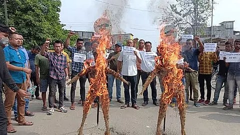 AJYCP stages protest against fuel price hike in Naharkatia