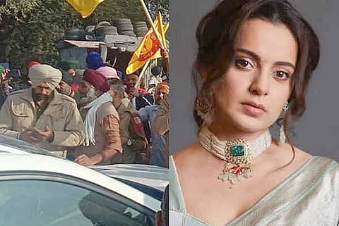 Kangana's car waylaid by protesting farmers in Punjab