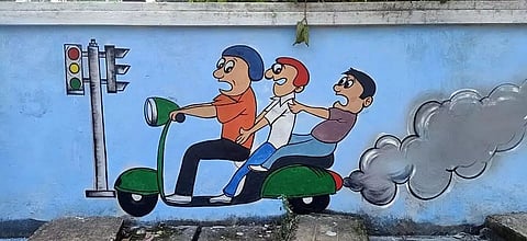 Wall painting by students of Government College of Art & Crafts