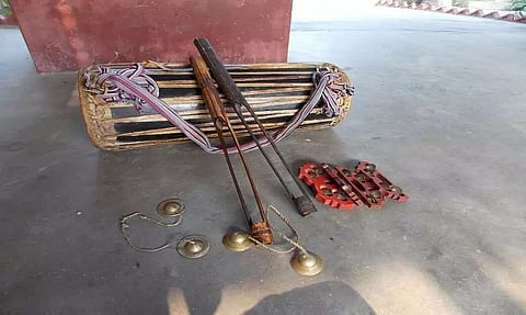 Bodo musical instrument distributed at Kabirali Bodo Sahitya Sabha cultural stage
