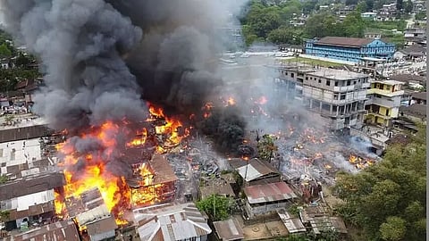 Massive fire breaks out in Yingkiong of Upper Siang district