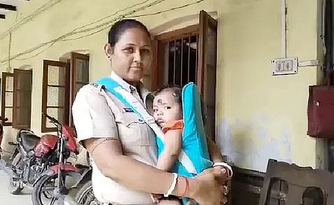 Assam: Woman Cop Carries 7-Month-Old Baby To Work, Showered With Praise