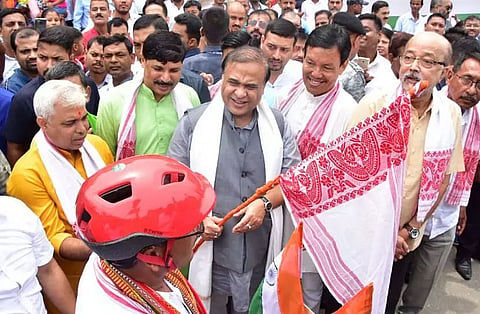 CM Himanta Biswa Sarma flags off cycle rally on Azadi Ka Amrit Mahotsav