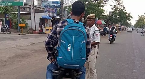 Guwahati Traffic Police act against helmetless riders