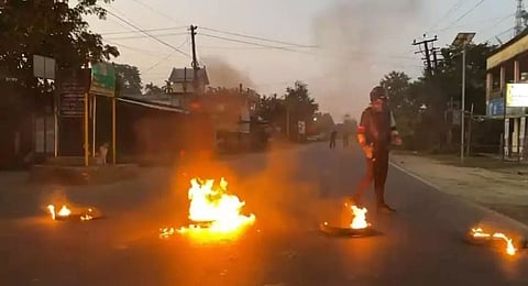 Assam bandh: Protesters squat on roads, burn tyres in Dhansiri Subdivision